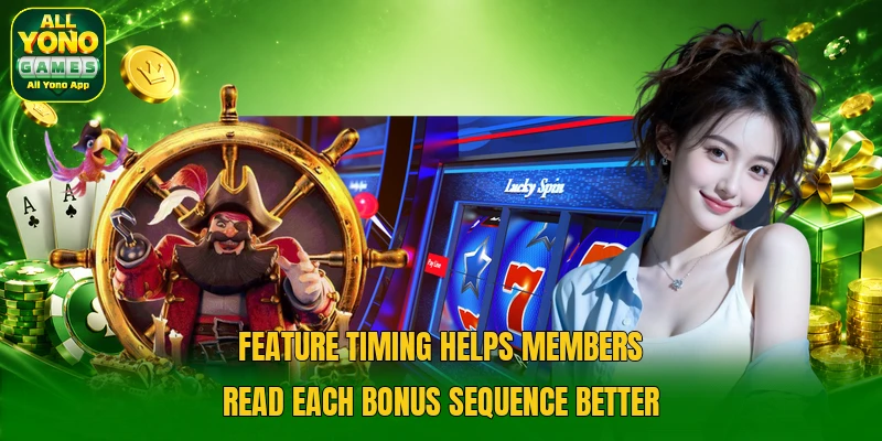 Feature timing helps members read each bonus sequence better Feature timing helps members read each bonus sequence better