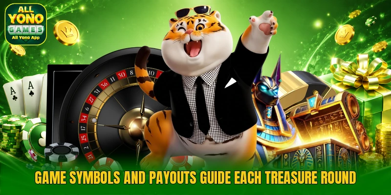 Game symbols and payouts guide each treasure round Game symbols and payouts guide each treasure round